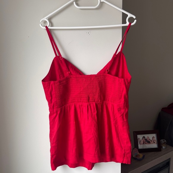 Old Navy Tie-Front V-Neck Cami Robbie Red Top Medium - Picture 4 of 4
